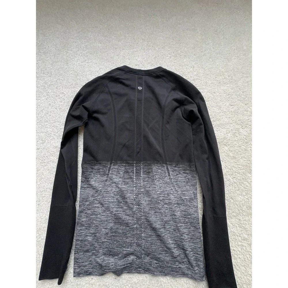 Lululemon Swiftly Tech Ombre Black Grey Long sleeve Top Running Active 6